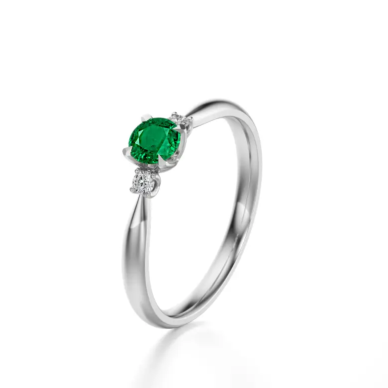 Pierścionek z białego złota ze szmaragdem AJPZ_129 Pierścionek z białego złota ze szmaragdem AJPZ_129